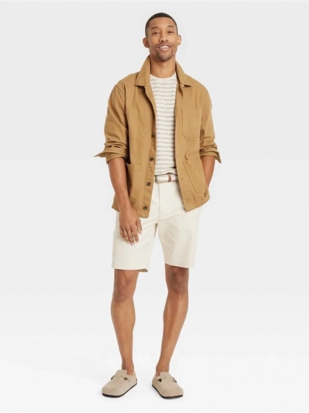 NWT Goodfellow & Co Every Wear Flat Front Cream Stretch Shorts Men’s 32